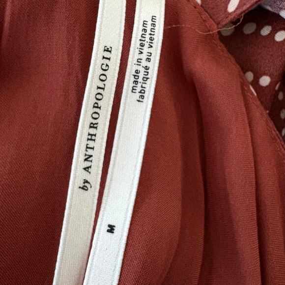 Anthropologie Ruffle Wrap Midi Dress Deep V Floral Boho Cottagecore Flowy Satin - Picture 6 of 9